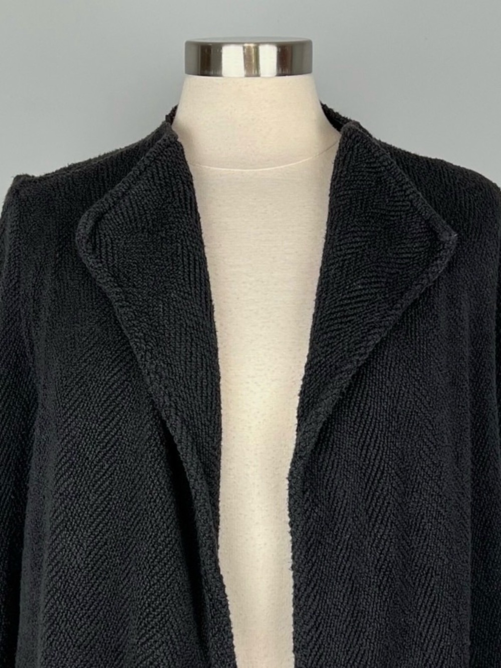 James Perse Black Textured Open Front Cardigan Sweater Duster in Size 3